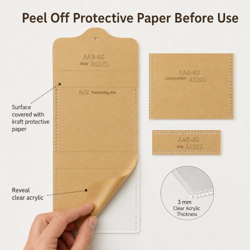 RIVEENY Acrylic Leather Templates for Coin Purses Card Holders DIY Reusable - color: AAB-80