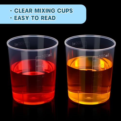 Konohan 300 Pack 3.4oz/ 100 ml Plastic Measuring Cups Clear Disposable - size: 3.4oz/ 100 ml