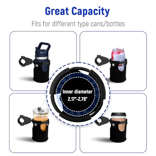 LEXIN C3 Motorcycle Cup Holder, Mount for 7/8"-1 1/4" Handlebars, Black - color: C3 Black