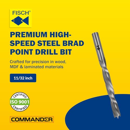 HSS Double Flute Brad Point Ground Wood Drill Bit for Woodworking, 11/32" - size: 11/32-Inch