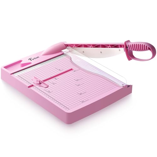 Firbon 12 Inch Guillotine Paper Cutter, Heavy-Duty Paper Trimmers, Pink - color: Pink