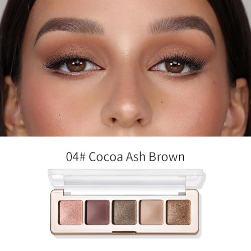 Olive Green Brown Pink Matte Eyeshadow Palettes, 5 Color Natural Shimmer Gold Everyday Basic Eye Shadow Palette Makeup for Older Women,Suitable for Blue Hazel Eyes,Brightening Eye Mini Travel Size 04# - color: B-#04