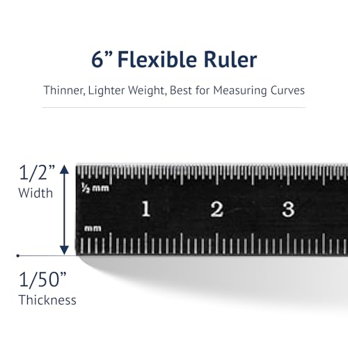 PEC Tools Metric Metal Ruler, 15CM, Made in USA - color: Black Chrome-Flexible, size: 150mm