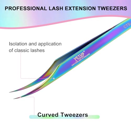 Eyelash Tweezers, Dolphin Lash Extension Tweezers, Fiber Tip Tweezers - style: CTS18 for Isolation