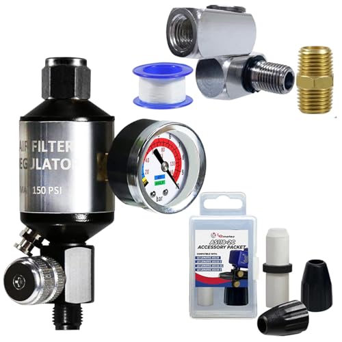 LE LEMATEC Air Compressor & Sandblaster Accessory Kit | Regulator, Swivel Connector & AS118 Ceramic Tip Kit