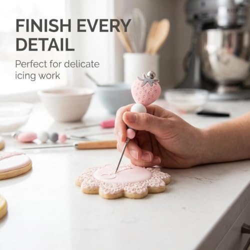 Pink Professional Pastry Scriber Needle,Cookie Biscuit Scriber Needle Strawberry Sugarcraft Needle Sugar Stir Tool For Professional Pastries Bakeware Sculpting and Modeling Tools Decorating Tools