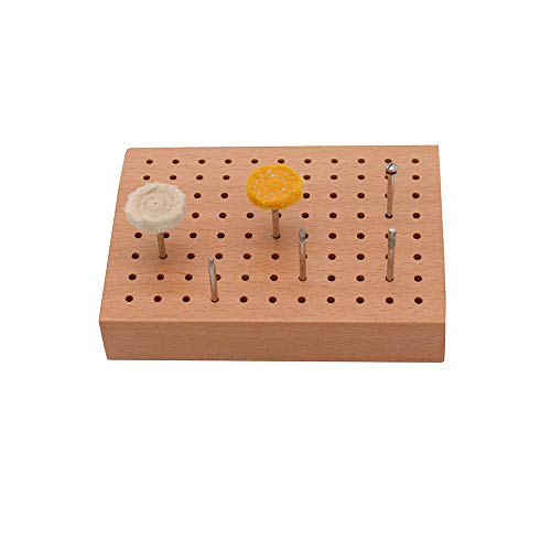 Wooden Bur Stand Holder, Rotary tool bit holder Organizer, Tools Storage Handy Block With 88 Holes, 5-4/5 by 4 Inches