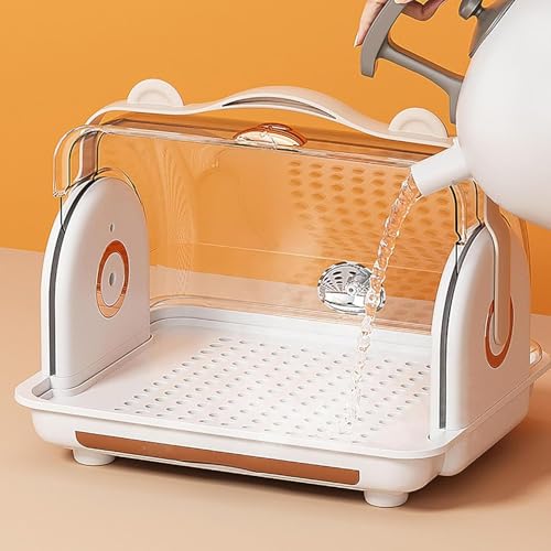 Baby Bottle Drying Rack Storage with Cover, 3 Brushes, Orange - color: Orange