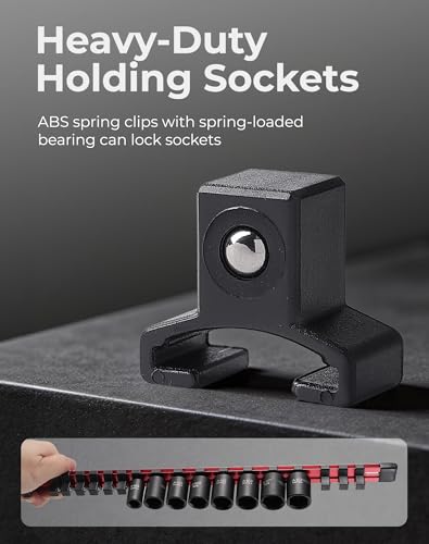 ALOANES 3/8-Inch Drive Heavy Duty Aluminum Alloy Socket Organizer - color: Red, size: 3/8-inch Drive