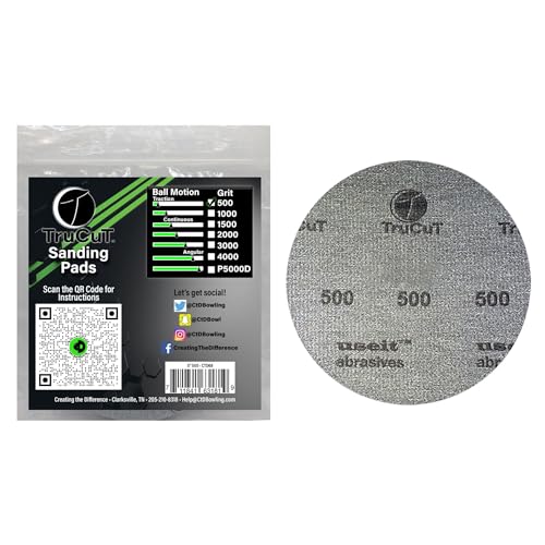 CTD TruCut Sanding Pads for Bowling Balls Resurfacing (500 grit 5 inch) - size: 5 inch, style: 500 Grit