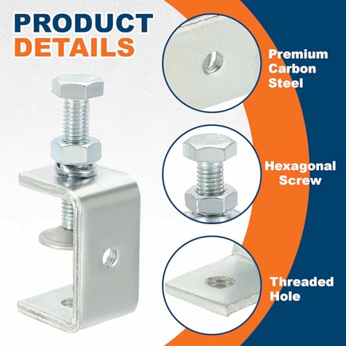 HARFINGTON 2 Pcs Carbon Steel C Clamps 45mm Square Tiger Clamp Adjustable - size: 45mm