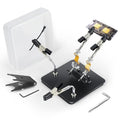 Helping Hands Soldering Station Holder with Iron Holder, Third Hand Tool with 4×4" Metal Non-slip Base, Storage Box and Adjustable Arms, Clamp Stand for Electronics, PCB Repair and DIY, Craft