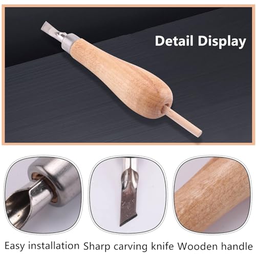 Peenbbop Rubber Stamp Carving Tools Set with 5 Blades & Wood Handle