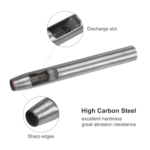 HARFINGTON Hollow Punch for Leather 8mm Round Hole Punch Tool for Belt Puncher Carbon Steel Single Punch for Watch Belts Cut Leather Craft Rubber Paper Fabric Plastic Soft Material - size: 8mm