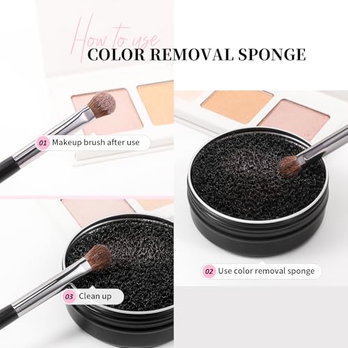DUcare Makeup Brush Cleaner Makeup Brushes Solid Soap Cleanser with Color Removal Sponge Brush Cleaning Mat, Silicone Makeup Cleaning Cosmetic Cleaner Blenders Shampoo Removes Shadow Color - color: A-Cleaner-Color Removal