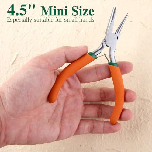 SPEEDWOX 5" Concave Round Nose Pliers for Jewelry Making Dip-Plastic Handle - style: Plastic dipped handle