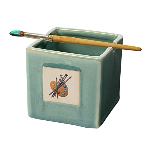 GUTE Painters Artist Cup, Paint Brush Holder & Cleaner 3.5" H 3" W - Gift Paint Mixing Cup, Elegant (Green) - style: Green Cup