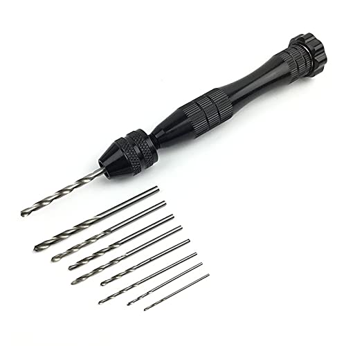 KINGFOREST Hand Drill, 20pc HSS Bits 0.8-3mm, for Wood Resin（Black） - size: black-20pcs drills