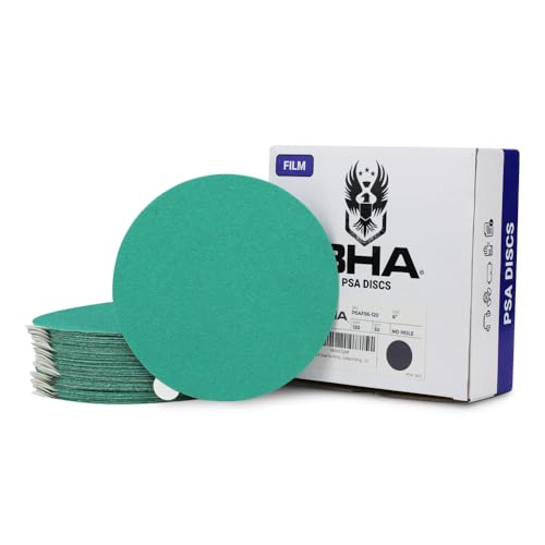 BHA 6 Inch Green Film Sanding Discs, PSA Sticky Back - 320 Grit - 50 Pack - style: 320 Grit