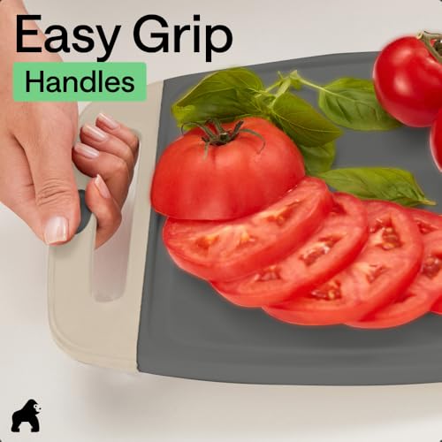 GORILLA GRIP Cutting Board Set of 3, Slip Resistant & Nonporous Gray Almond - color: Gray/Almond