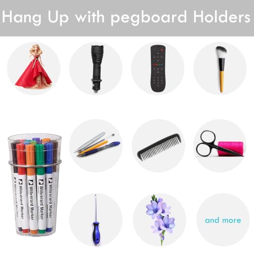 Pegboard Cups With Loops 6 Pack Peg Board Organizer Pencill Holders (Clear) - color: Clear