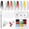 Pat Gel Ombre Nail Kit, 9Colors Patting Ombre Gel Polish Palette 100Sponges - color: 9 Colors C