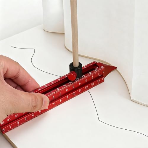 Fabater Woodworking Scriber Marking Line Ruler, 15CM Adjustable Aluminum Alloy Sliding T Square Ruler, Precision Line Drawing Aid Rule Tool, Multifunctional Marking Tools (Style 2)