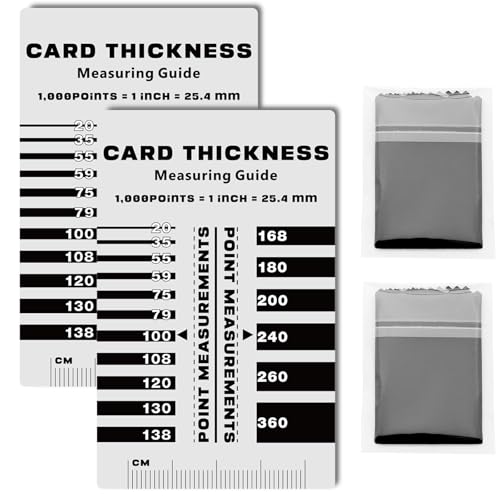 Sports Card Thickness Measuring Tool - 2 PCS Card Point Gauge & 2 Premium Microfiber Cleaning Cloths for Accurate Trading Card Thickness Measurement, Top Loader Size Finder