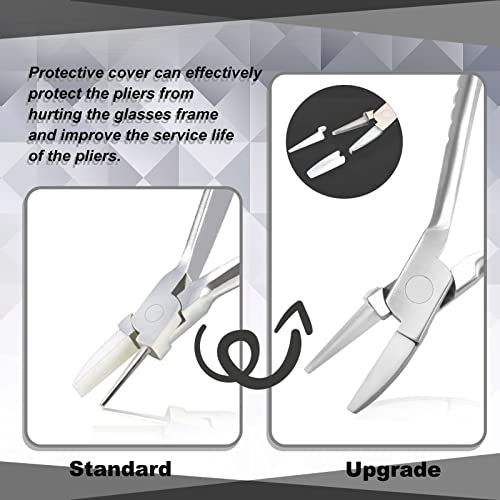 Eyeglasses Frame Pliers 6 Inch Nylon Jaw Half Flat Nose Pliers Glasses Repair & Assembling Tools with Professional Eyeglass Repair Screwdriver - size: G