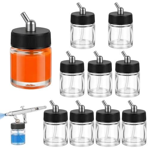HUBEST 10pk 22cc(0.75oz) Airbrush Glass Bottles, Siphon for Color Swaps
