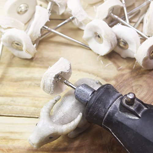 20 Pcs 3/32 Inch Shank Off-White Cotton Rotary Polishing Wheels - style: 20 Pcs Off White Cotton Buffing Wheel