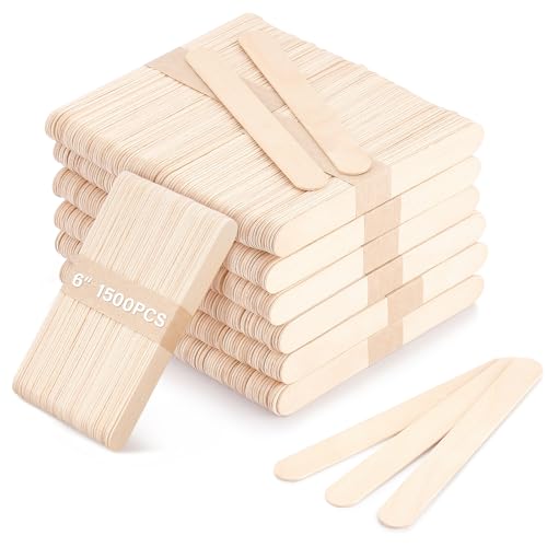 1500 Pcs Wooden Wax Sticks 6-Inch Jumbo Wood Waxing Stick Wax Spatulas