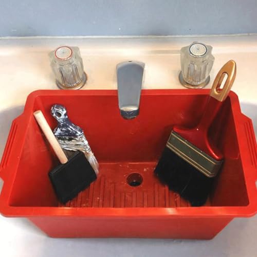 Paint Tray for Brush Clean Up Large Insert for Sinks to Make Paint Cleanup Easy (1, Red) - color: Red