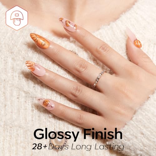 modelones Fall Cat Eye Gel Nail Polish, Brown Orange Red Yellow, Hema-Free - color: A A A1 Autumn Cat Eye Set