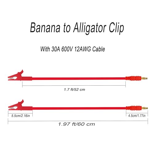 Alligator Clips to 4mm Banana Plug Test Leads Cable - style: Banana to Alligator Clip 60cm