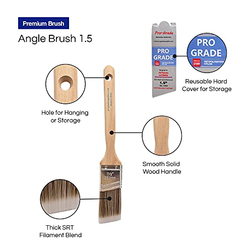 Pro Grade Paint Brushes, 1.5 Inch Angle Paint Brush, Walls & Trim, 12 Pack - size: 12Ea 1.5A