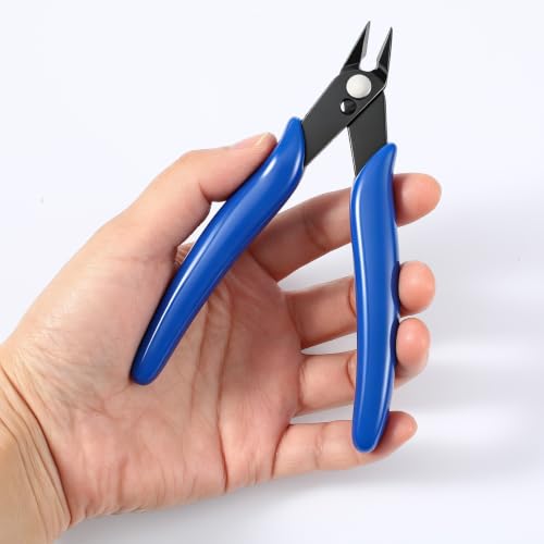 6 Pack Zip Tie Cutter, Flush Cutters for Precision Cutting, Small Wire Cutters for Electronics & Jewelry, Jewelry Wire Cutters for 3D Printing & Model Building, 5-Inch Carbon Steel Diagonal Nippers