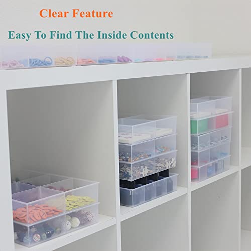 2 Pack Fixed 24 Grids Clear Plastic Organizer Sorting Tray - size: Fixed 24 Grids