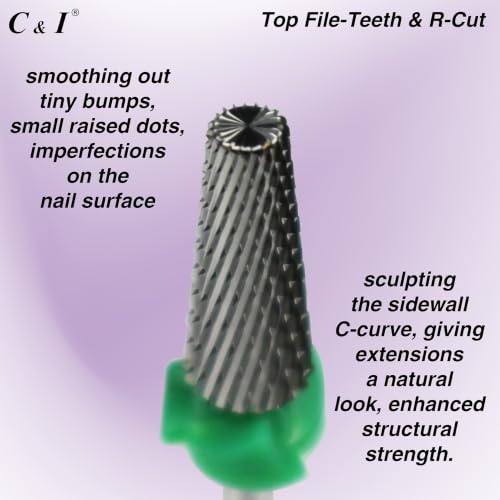 C & I 5 in 1 Nail Drill Bit for Nail Techs Remove Acrylic & Gel, Coarse-C - color: Green