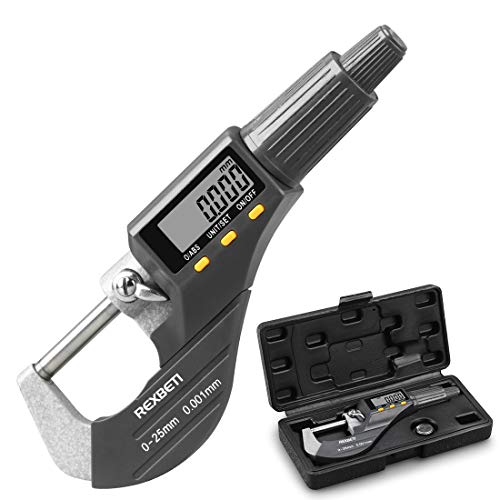 REXBETI Outside Micrometer, Ultra-Precision Carbide Tipped Measuring Tool - size: 0-1"