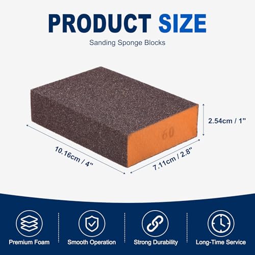 10Pcs 60-320Grit Sanding Sponges, Wet Dry Sanding Blocks - size: 60/80/120/180/240/320Grit