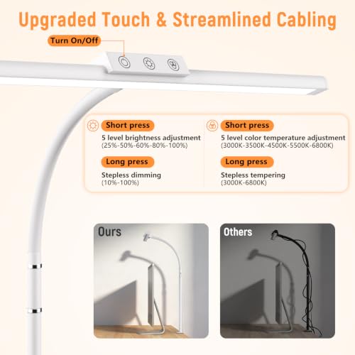 LED Desk Lamp for Home Office, Flexible Gooseneck Desk Lamp with Clamp - color: White