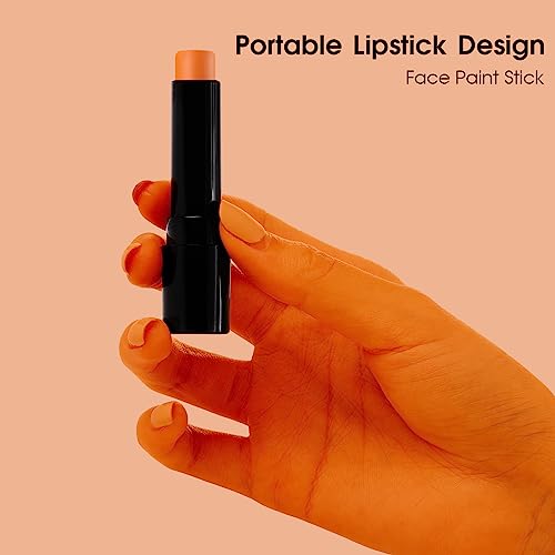 BADCOLOR Orange Face Body Paint Stick, Cream Blendable Eye Black Full Body Paint Makeup for Halloween SFX Makeup Cosplay Joker Zombie Vampire Costume Parties - color: 1PCS Orange