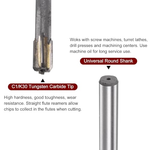 HARFINGTON Chucking Reamer 8.6mm H7 C1/K30 Carbide Tip Precision - size: 8.6mm