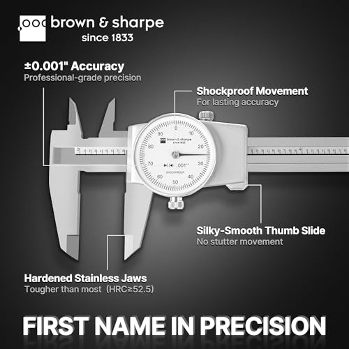 Brown & Sharpe 6-Inch Dial Caliper–Precision Stainless Steel Measuring Tool - size: 6 Inch