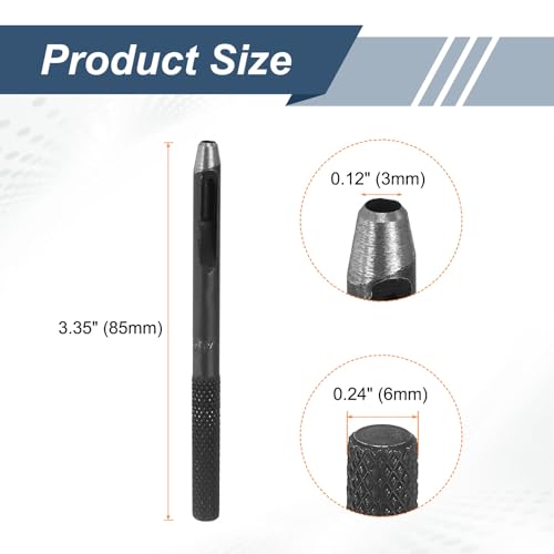 HARFINGTON Leather Hole Punch 3mm Hollow Round Hole Puncher Cutter Carbon Steel Tool for Watch Cloth Belt Gaskets DIY Leather Craft Repair, Black - size: 3mm