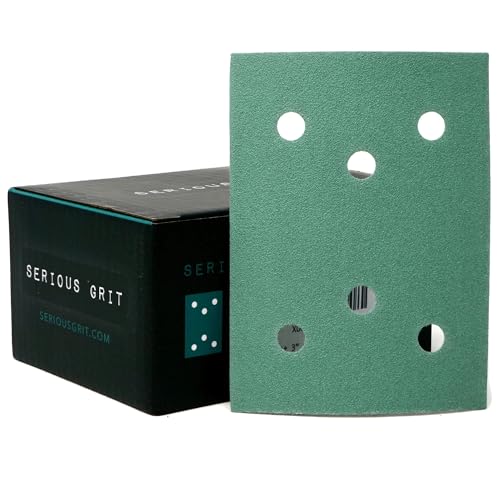 Serious Grit - 3" x 4" 6-Hole P150 Grit Sanding Sheets - 50 Pack Box - size: 150 Grit