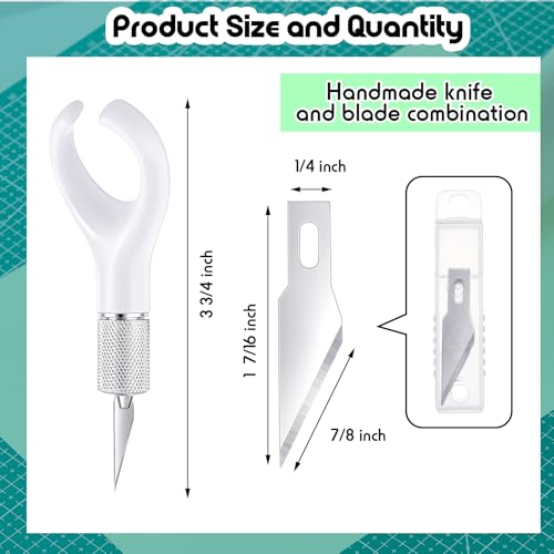 Lasnten 2 Pack Fingertip Craft Knife with 10 Blades, 4.2 In, White