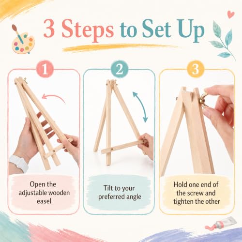 36 Pack 9 Inch Wood Tripod Easel Stand for Painting Canvases