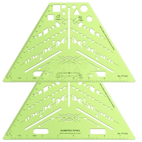 2 Pack Isometric Pipe Template Drafting, Isometric, 8.5 x 5.19 Inch - size: 8.5 x 5.19 Inch, style: Isometric